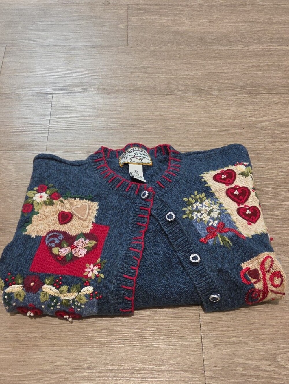 Heirloom Collectable Embroidered Button-Front Cardigan - Picture 3 of 9